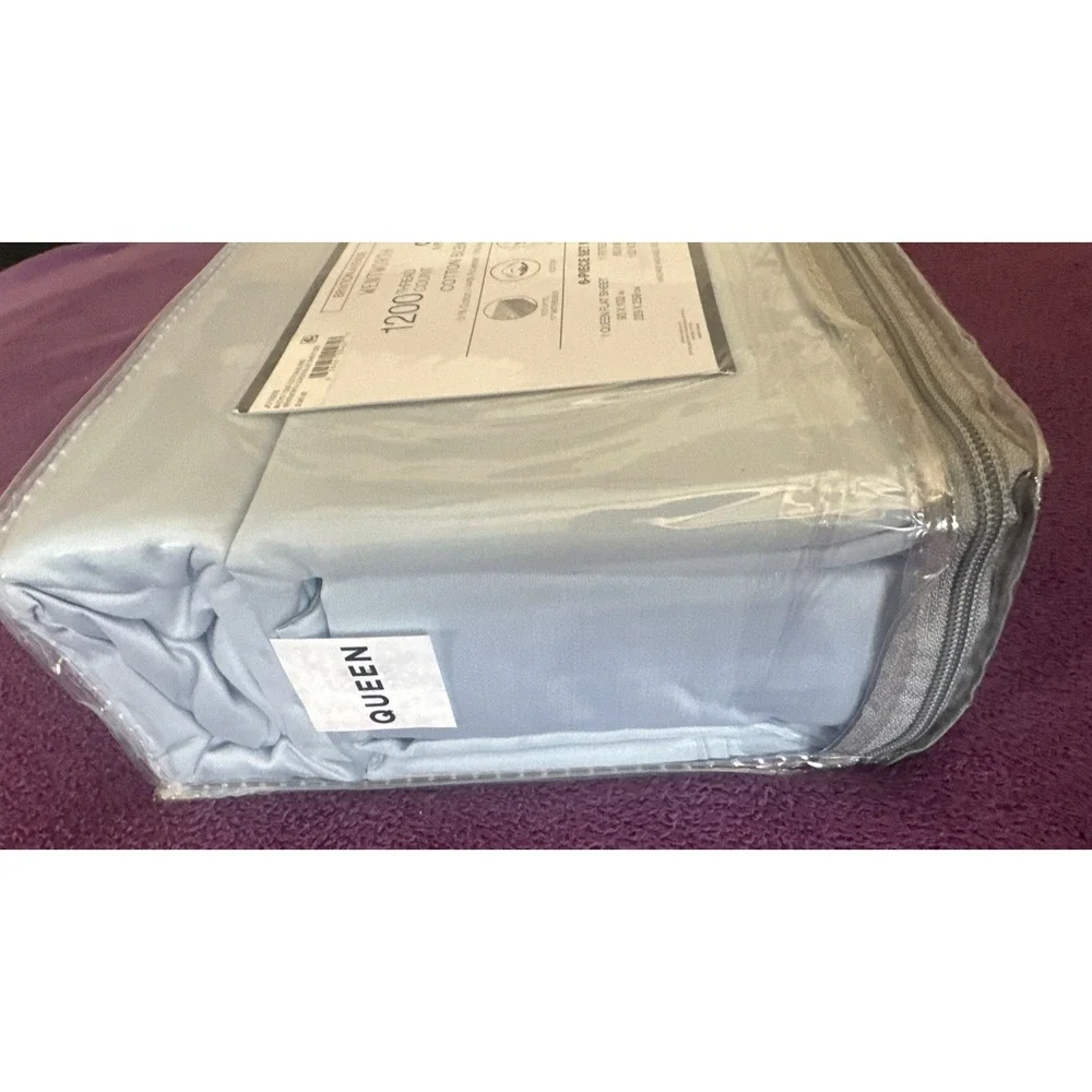 Brixton Avenue Wentworth 6 Piece Queen Size Sheet Set Jet Blue 1200 Thread Count